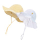 Dasmini Baby & Toddler Wide Brim Sun Hats Upf 50+ Sun Protection Bucket Cap Cute Adjustable Hat(White+Yellow,6-24M)