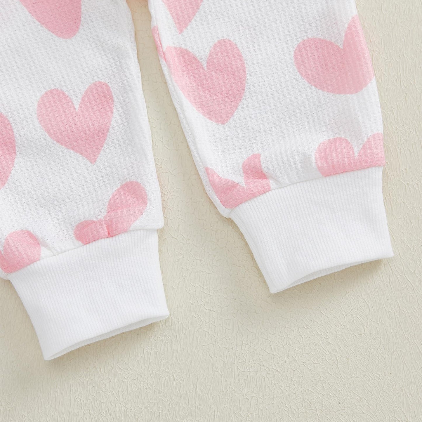 Kupretty Toddler Baby Girl Valentines Day Outfits Heart Waffle Knit Sweatshirts And Pants Set Fall Winter Spring Clothes (Baby P