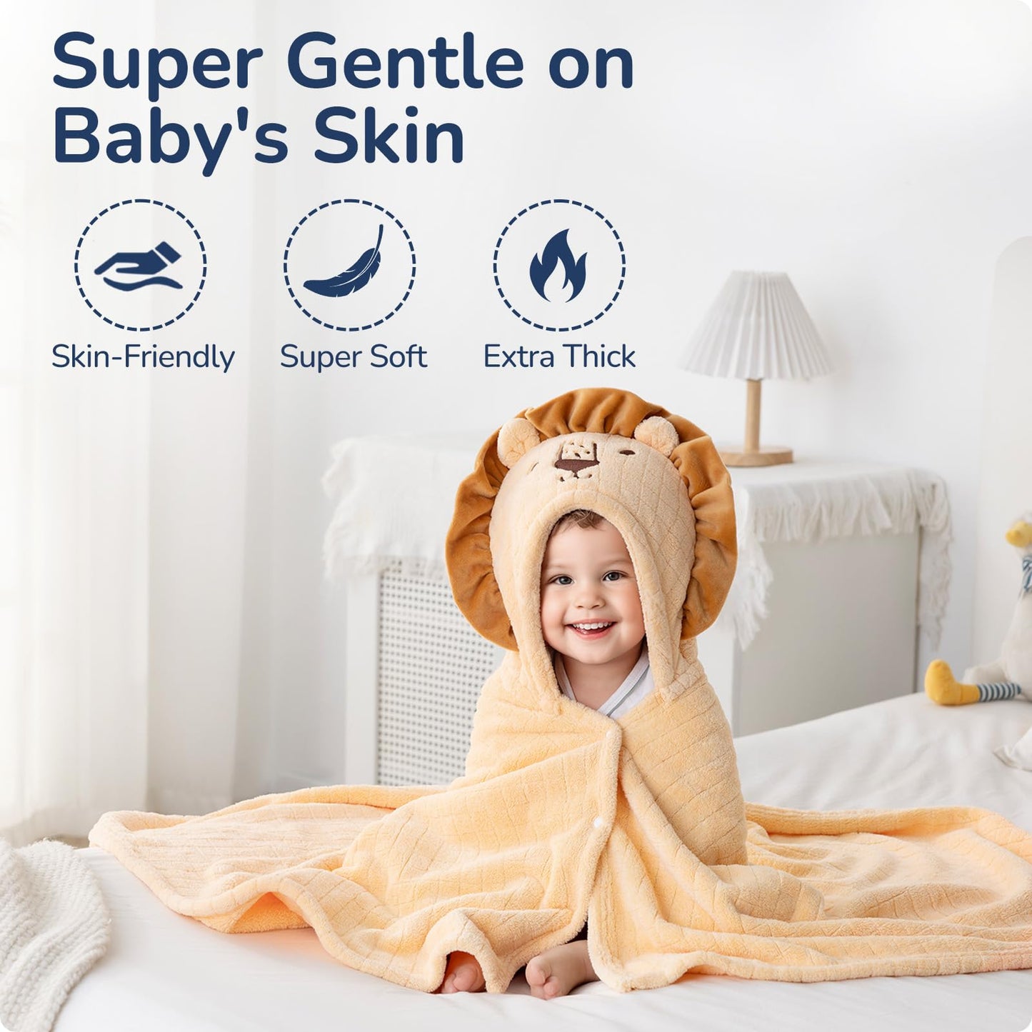 Usbettas Toddler Hooded Towel-Soft Coral Fleece Hooded Baby Towels With Animal Design, Large Super Absorbent Bath Towel For Newb