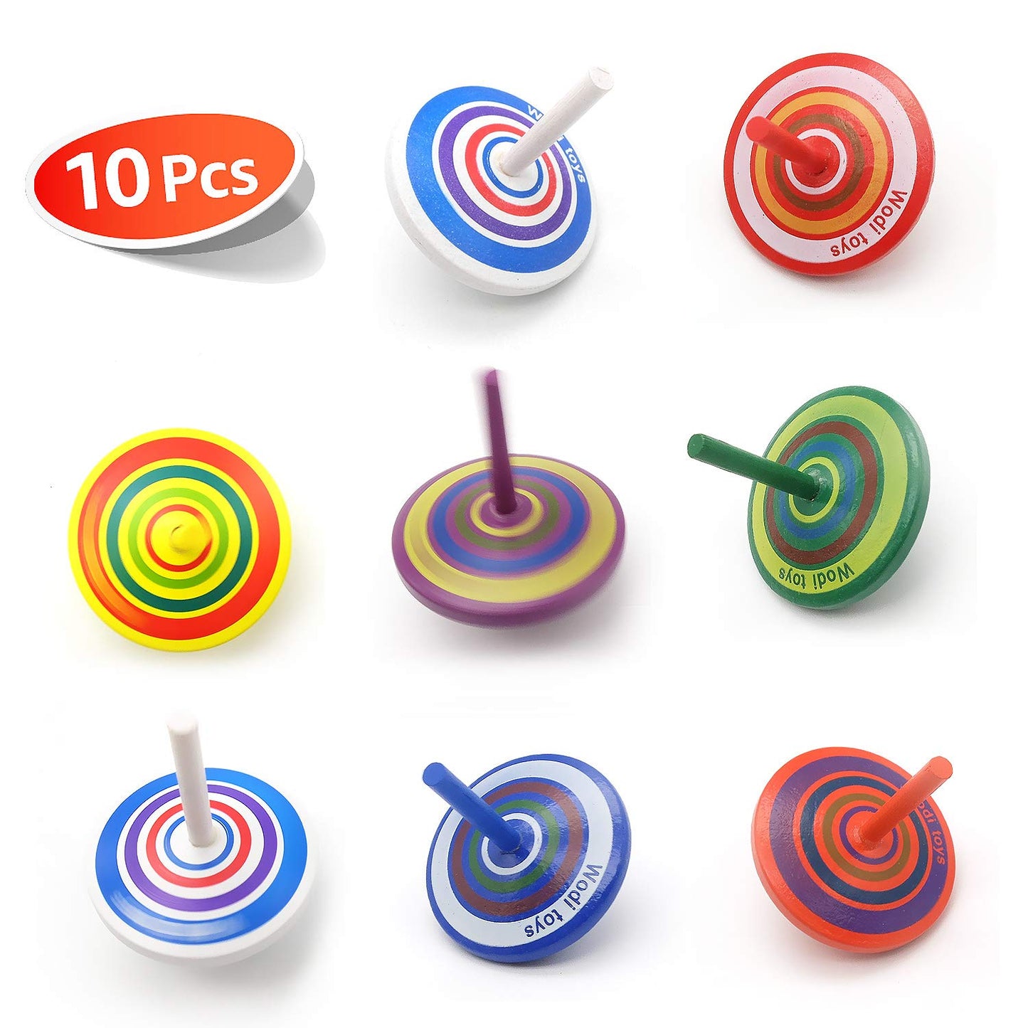 Wood Spinning Tops, Multicolored Painted Kids Novelty Wooden Gyroscopes, Fun Flip Tops, Assorted Standard Tops, Kindergarten Edu