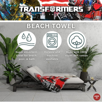 Franco Transformers Optimus Prime Super Soft Cotton Bath/Pool/Beach Towel, 60 In X 30 In, (Official Licensed Product) Collectibl