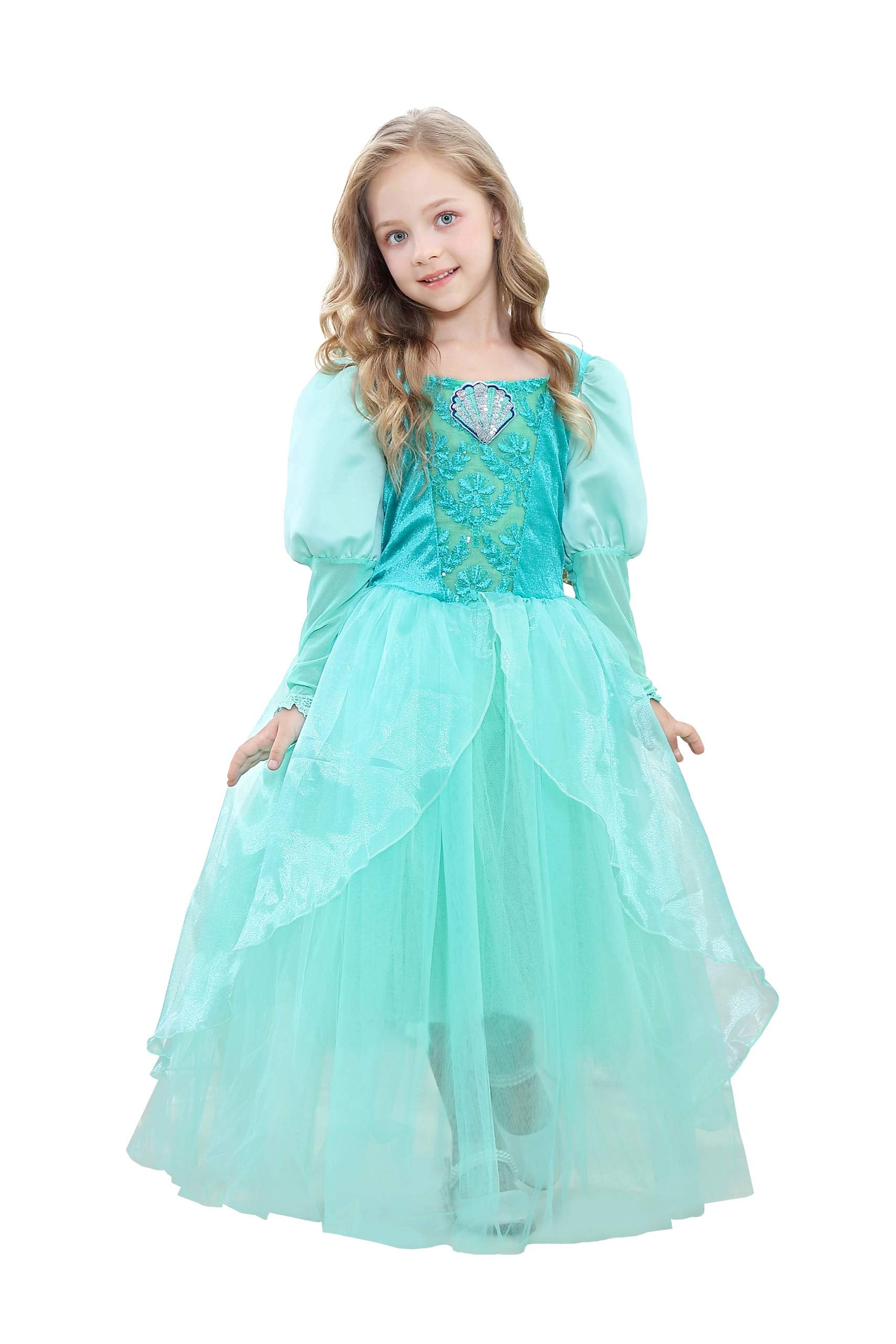 Dressy Daisy Girls Princess Dress Up Costume Mermaid Halloween Xmas Birthday Parties Long Sleeve Size 5-6 Green