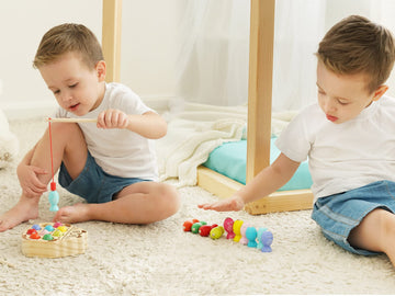 kidus Montessori Magnetic Wooden Fishing Game for Toddlers 1-3 Years Old,Fine Motor Skills Early Learning Eyes Hands Cooperation