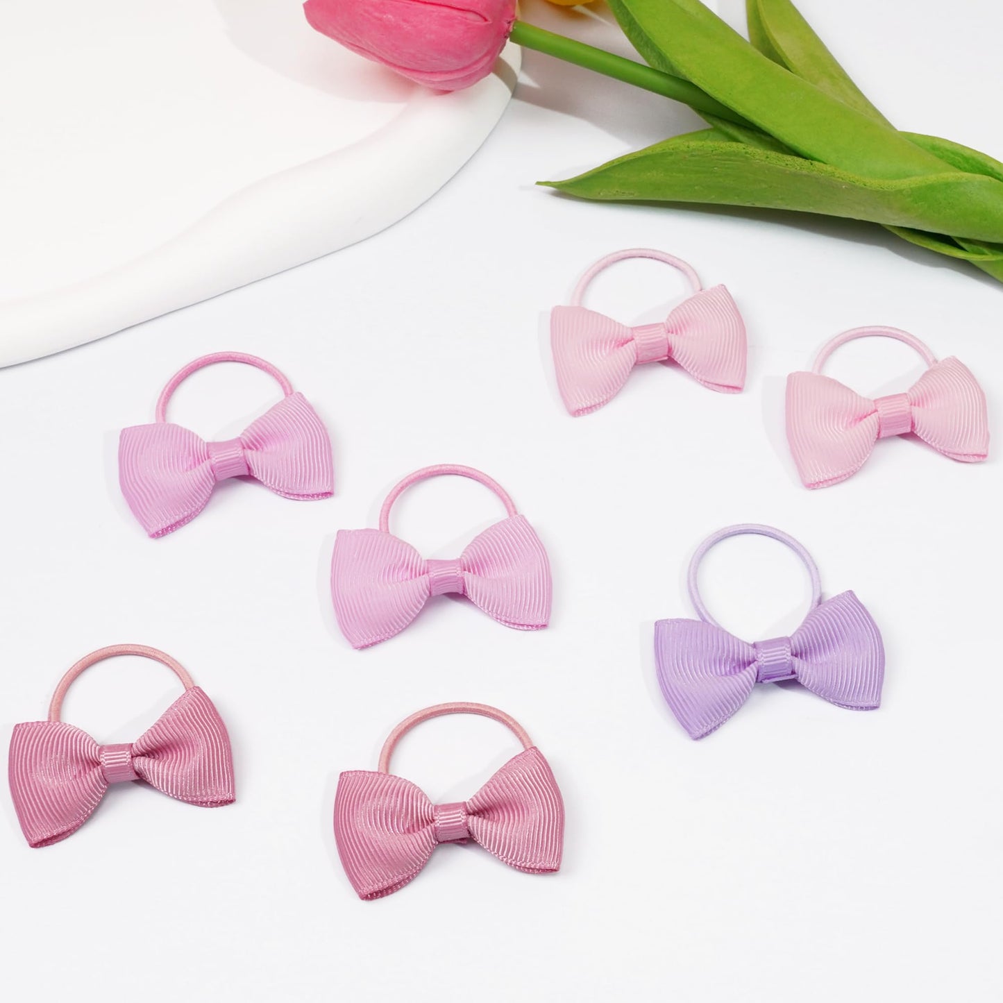 C  Llot Durable Hand-Sewn Tiny 2-Inch Hair Bows With Rubber Bands - Ponytail Holders And Gifts For Baby Girls, Infants, Toddlers