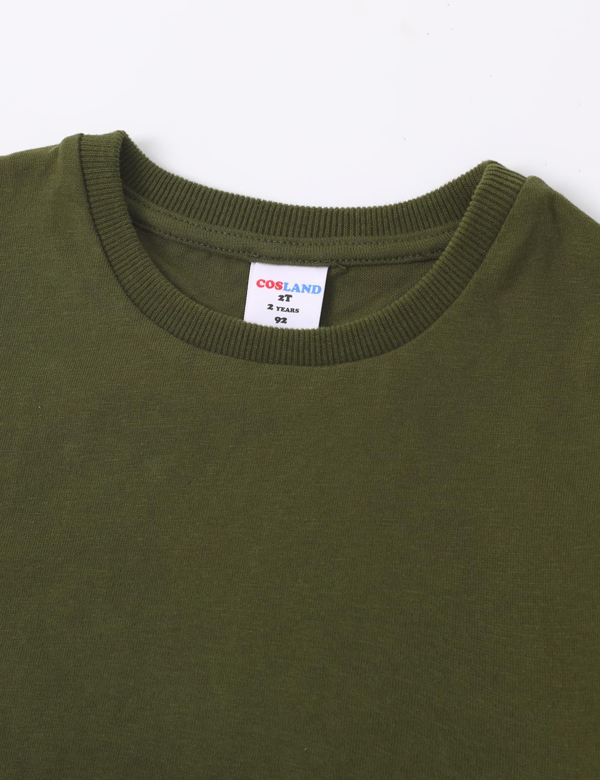 Cosland Boys T-Shirts Short Sleeve Tee Shirts Crew Neck Cotton Kids Shirts,2T Army Green