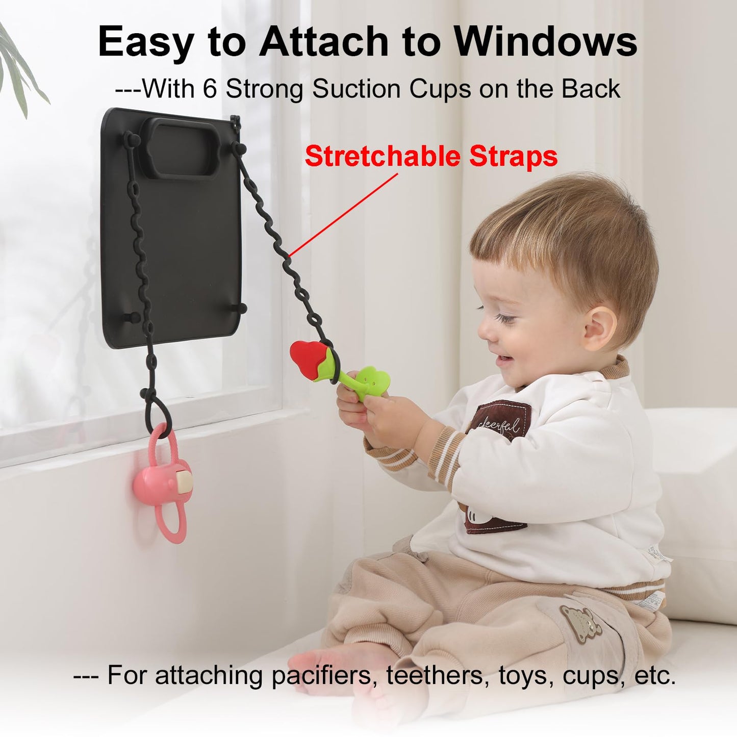 2 Pack Baby Silicone Mat, With Suction Base And 8 Stretchable Straps, Seposeve Baby Placemats, Activity Mat For Infants To Toddl