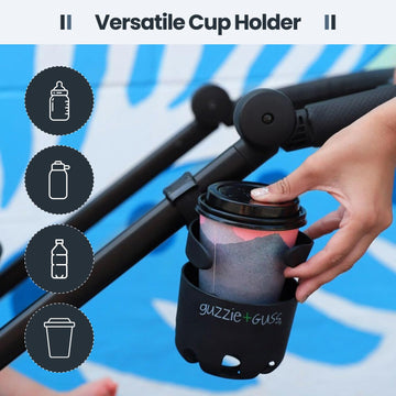 Guzzie+Guss Universal Cup Holder For Strollers, Wheelchairs, Mobility Walkers, Bikes, Camping Chairs - Easy Installation - Anti-