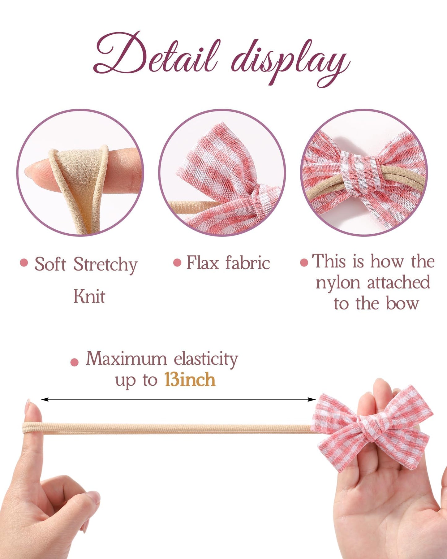 Doboi 18Pcs Baby Girl Headbands With Bows Baby Flower Hair Bows Nylon Hairbands Handmade Hair Accessories For Newborn Infant Tod