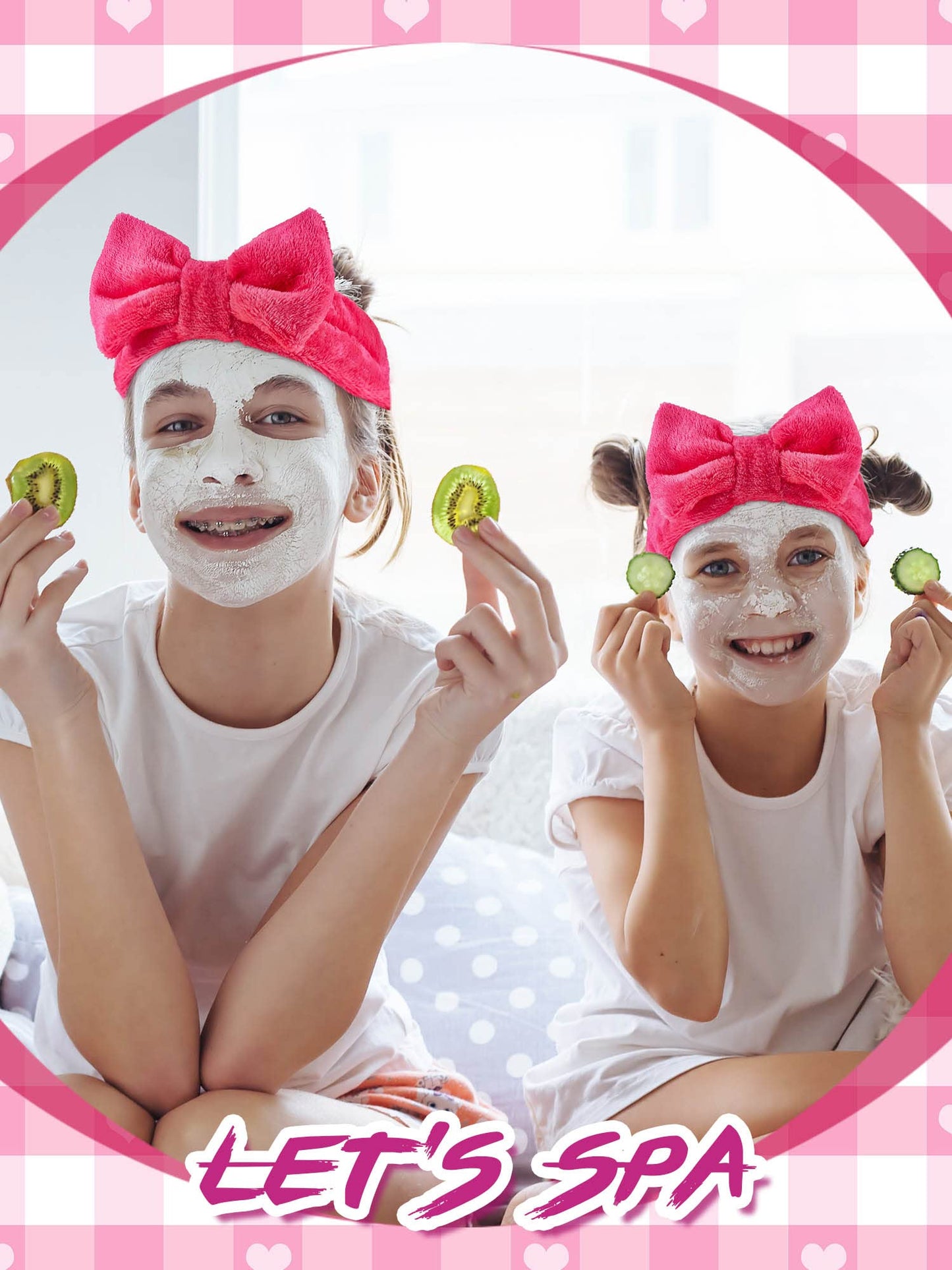 Sintuff 24 Pcs Sleepover Party Supplies For Girls 6 Spa Party Robes 6 Tote Bags 6 Headbands 6 Spa Masks(Size 12,Rose Red)