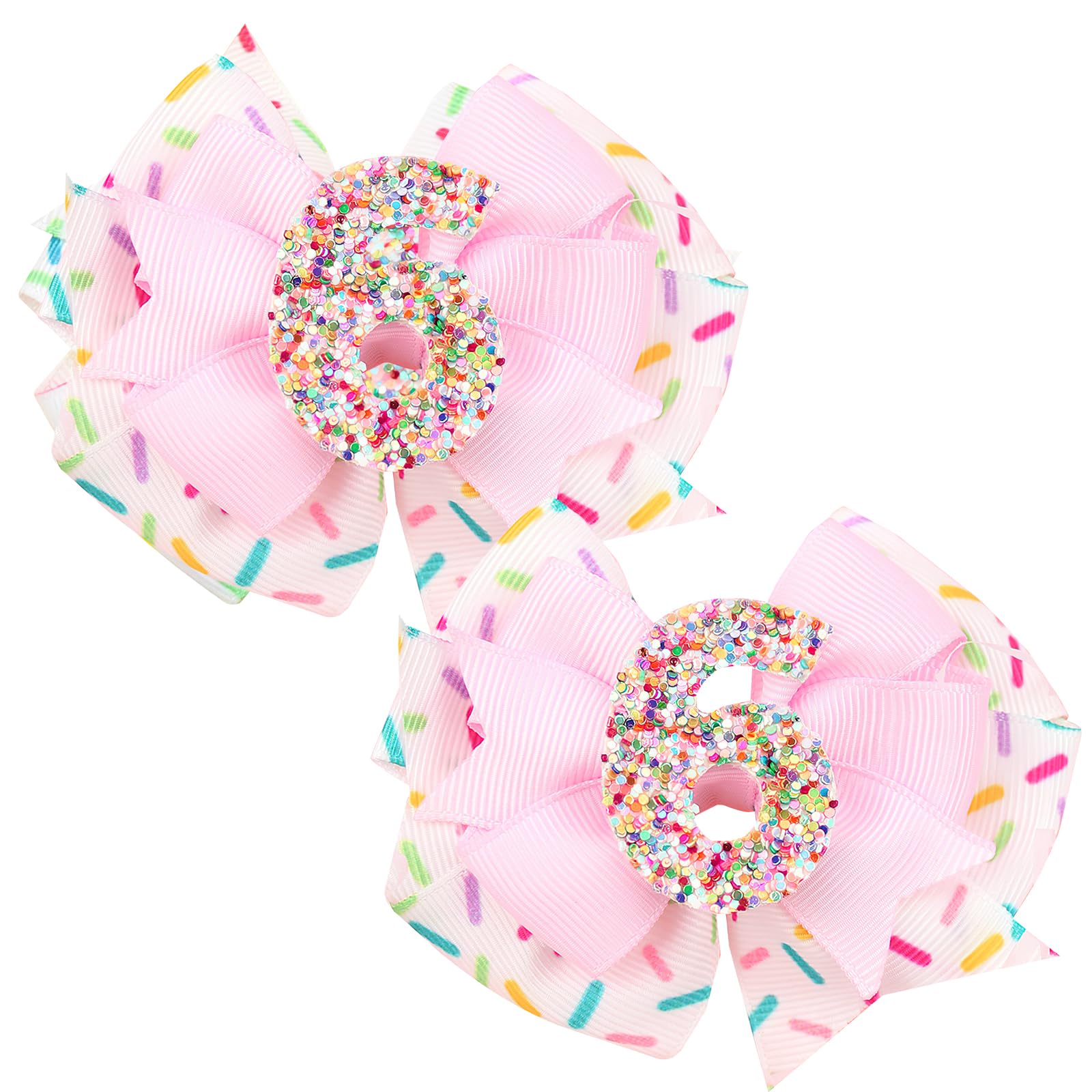 2Pcs Hair Clip, Pink Bow Hair Clips For Baby Girls 6Th Birthday Party Decorations