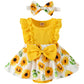 Mubineo Baby Girl Summer Clothes Outfits Sleeveless Lace Floral Romper Dress Newborn Outfit (Yellow Sunflower, 3-6 Months)