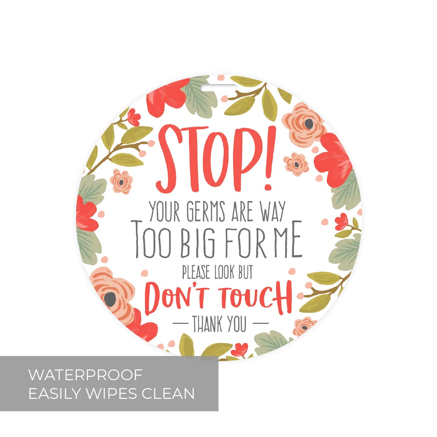 Canopy Street Stylish Floral Stop! Don'T Touch Baby Car Seat Sign/Modern Illustrated Baby Stroller Germ Tag