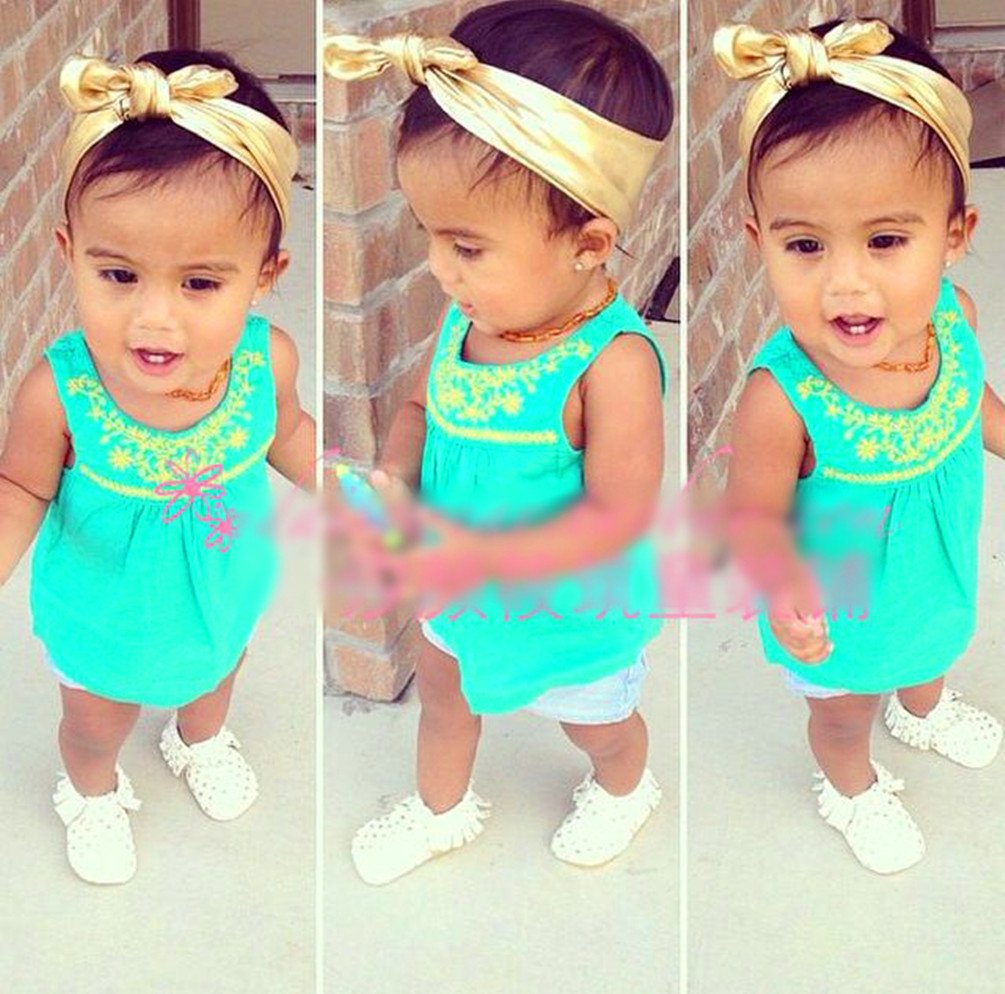 Aisibo Baby Headbands, Children Big Bow Elasticity Headband Kids For Girls Newborn Infant Toddlers Kids (Gold)