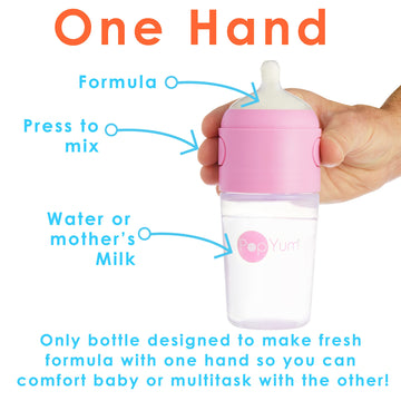 Popyum 9 Oz Pink Anti-Colic Formula Making/Mixing/Dispenser Baby Bottles, 2-Pack With #2 Medium Flow Nipples, 260 Ml, Bpa-Free,