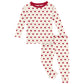 Kickee Full Of Hearts Two Piece Pajamas Set, Long Sleeve, Long Pants, Snug Fit Pajamas (Natural Hearts - 6 Years)