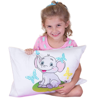 Kinder Fluff Toddler Pillow & Pillow Case - Down Alternative Pillow & Cotton Pillow Covers-Hypoallergenic Baby Pillows For Sleep