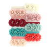 My Lello Baby Flower Headbands Fabric Beaded Trio Stretchy Elastic Variety Pack Vintage Shabby Colors 8 Pcs