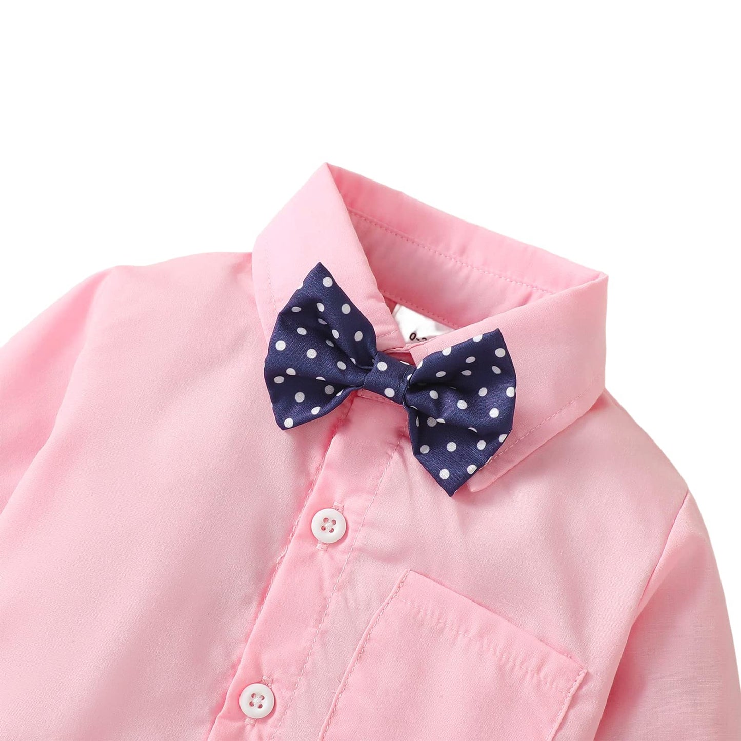 Sobowo Infant Button Down Shirt Baby Boys Formal Dress Shirt Bodysuit Long Sleeve Button Up One-Piece Romper Jumpsuit Valentines