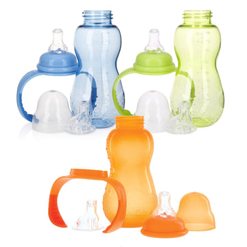 Nuby Non-Drip 3-Stages Grow With Me! Bottle 11 Ounce (3, Blue/Green/Orange)