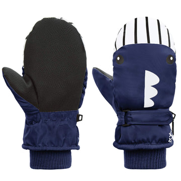 American Trends Toddler Snow Gloves Winter Kids Ski Glove Waterproof Mittens For Toddler Boys Girls Warm Mitten Navy Whale S(Fit