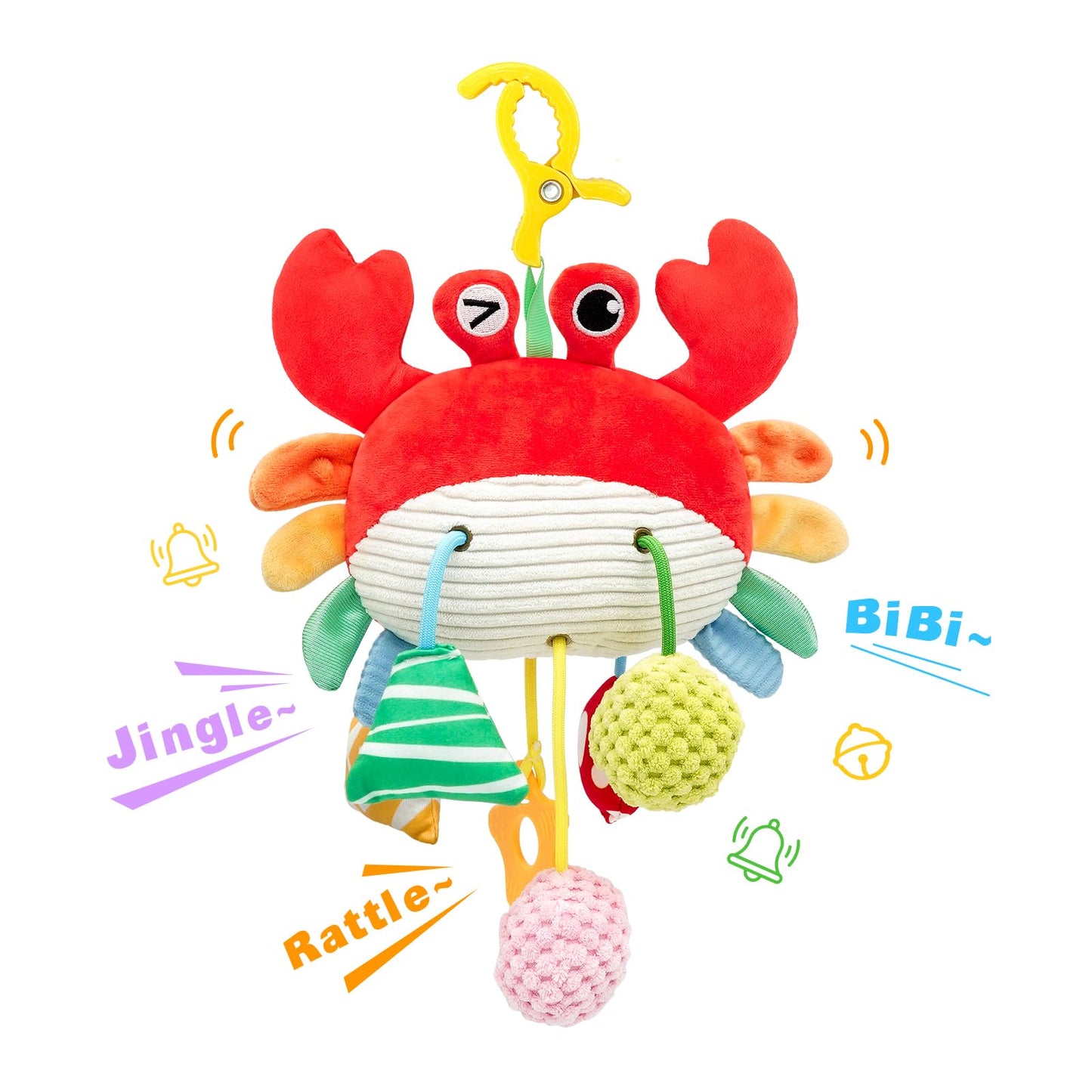 XIXILAND Car Seat Toys for Babies 0-6 Months Boy Girl, Clamp Stroller Toy Carseat Hanging Toys Crab Baby Toys 0 3 6 9 12 Months,