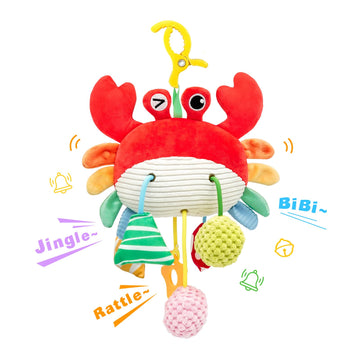 XIXILAND Car Seat Toys for Babies 0-6 Months Boy Girl, Clamp Stroller Toy Carseat Hanging Toys Crab Baby Toys 0 3 6 9 12 Months,