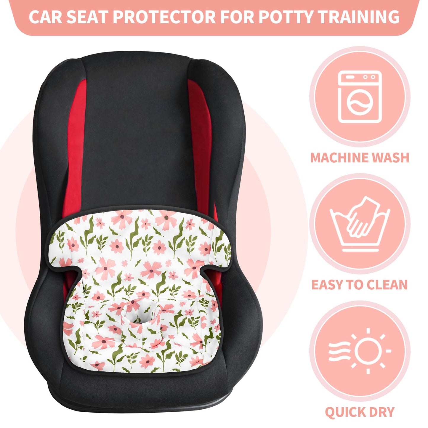 Hunnmingre 2 Pack Floral Car Seat Protector For Potty Training Waterproof Piddle Pad Cover From Spillages Nappy Leaks Toilet Tra