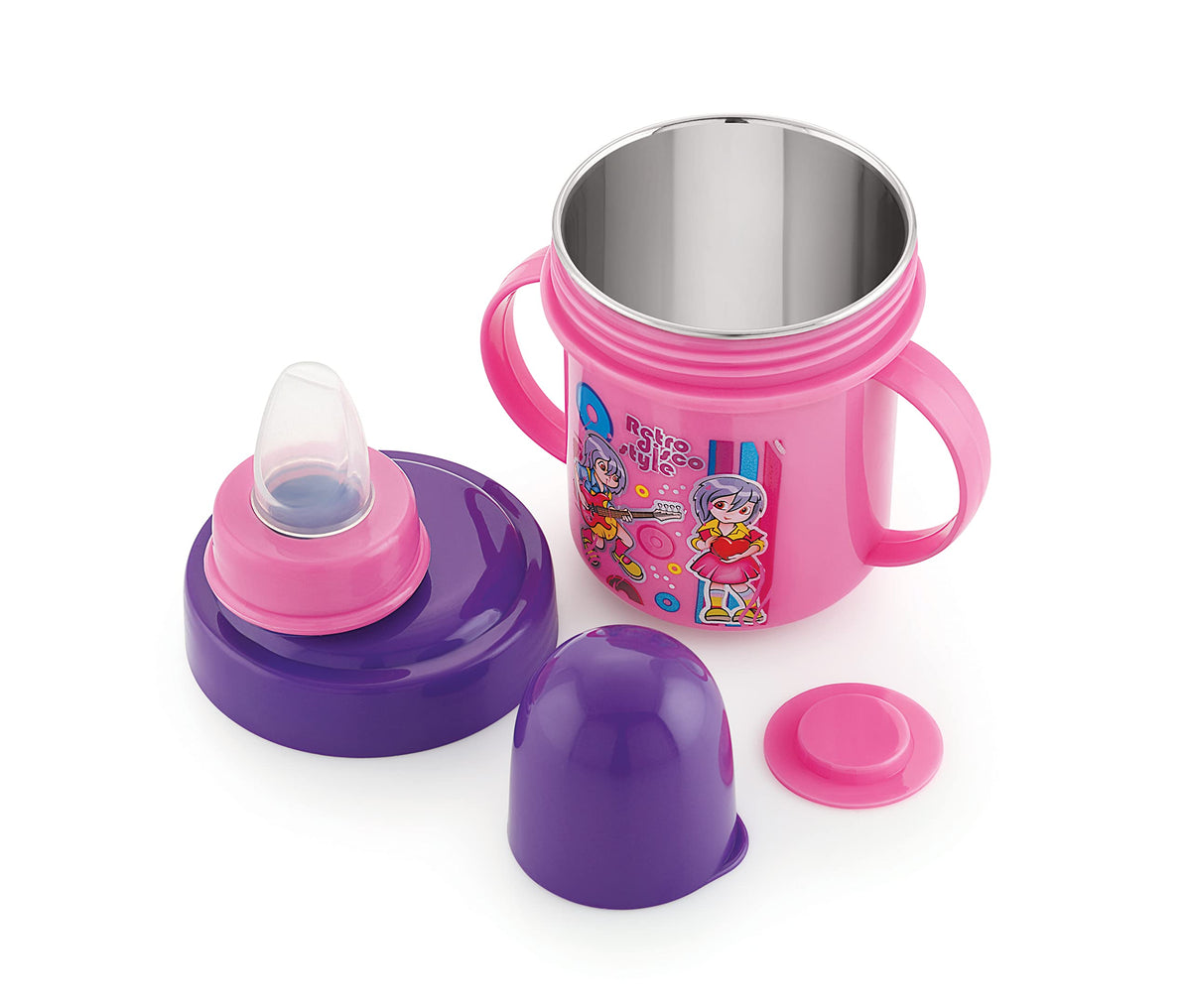 Nabhya Soft Nipple Sippy Cups for Baby Sipper Cup | AntiSpill Sippy Cup | BPA Free | Plastic Sipper (Pink)