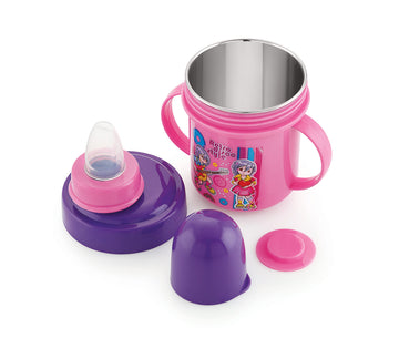Nabhya Soft Nipple Sippy Cups for Baby Sipper Cup | AntiSpill Sippy Cup | BPA Free | Plastic Sipper (Pink)