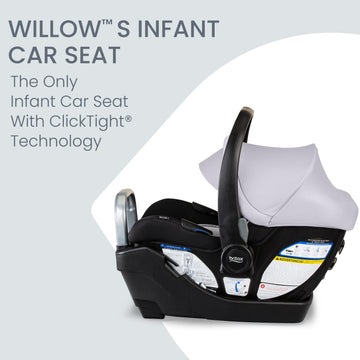 Britax Willow S Infant Car Seat with Alpine Base, ClickTight Technology, Rear Facing Car Seat with RightSize System, Glacier Ony