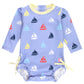 Rufflebutts Baby Girls Upf 50+ Sun Protection Novelty Print Long Sleeve One Piece Rash Guard Swimsuit With Zipper - Down By The