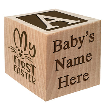 Baby'S First Easter Gift 2024 - Personalized Block Easter Gift Custom Engraved Wooden Baby Block For Boy And Girl Choose Image E