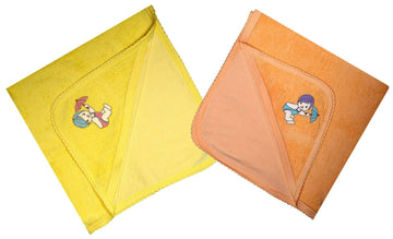 MITWA Enterprises Soft Cotton Baby Hooded Towels  Pack of 2 (Yellow || Orange)