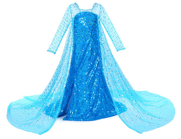 Luxury Princess Dress Costumes With Shining Long Cape Girls Birthday Party 7-8 Years