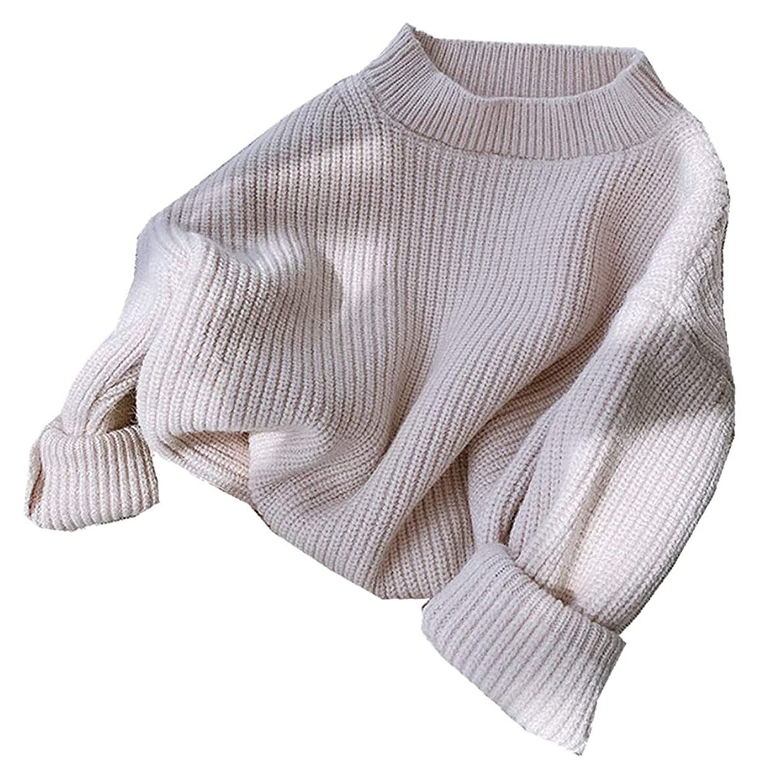 Grnshts Baby Girl Boy Knit Sweater Blouse Pullover Sweatshirt Warm Crewneck Long Sleeve Tops For Infant Toddler Cream&Pink 9-12