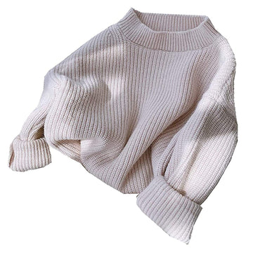 Grnshts Baby Girl Boy Knit Sweater Blouse Pullover Sweatshirt Warm Crewneck Long Sleeve Tops For Infant Toddler Cream&Pink 9-12