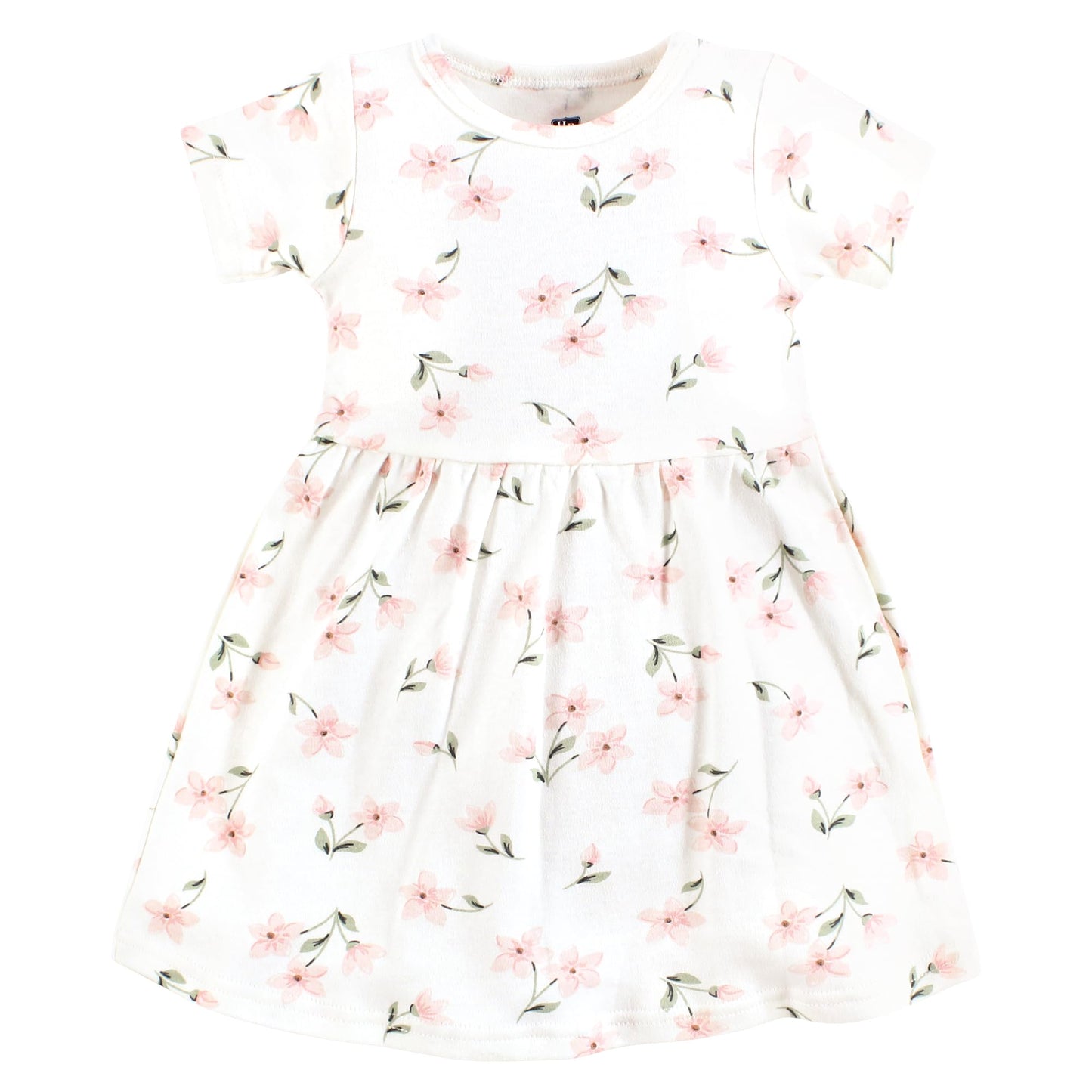 Hudson Baby Baby Girls Cotton Dresses, Pink Dainty Floral, 0-3 Months