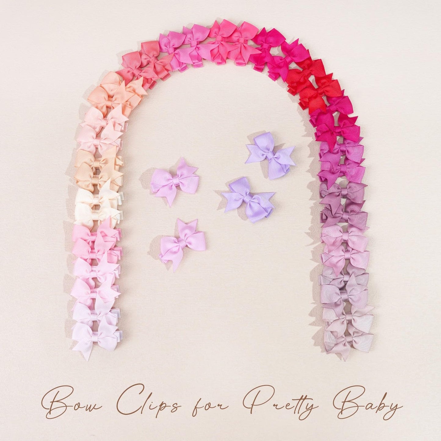 Cllot 50Pcs 2Inch Baby Hair Clips - Soft Cotton Fully Lined Tiny Baby Hair Bows Alligator Clips For Baby Girls Infants Toddlers