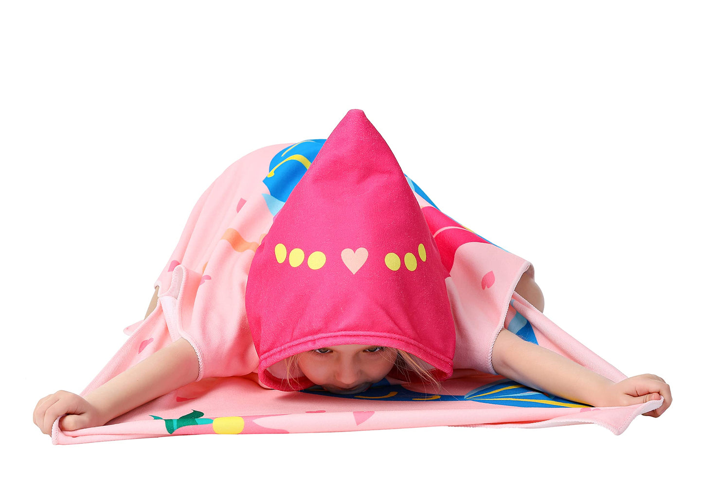 Athaelay Pink Mermaid Hooded Beach Towel Poncho For Kid Girls Toddlers Bath Pool Swim Poncho Cover-Ups Swimwear Soft Lightweight