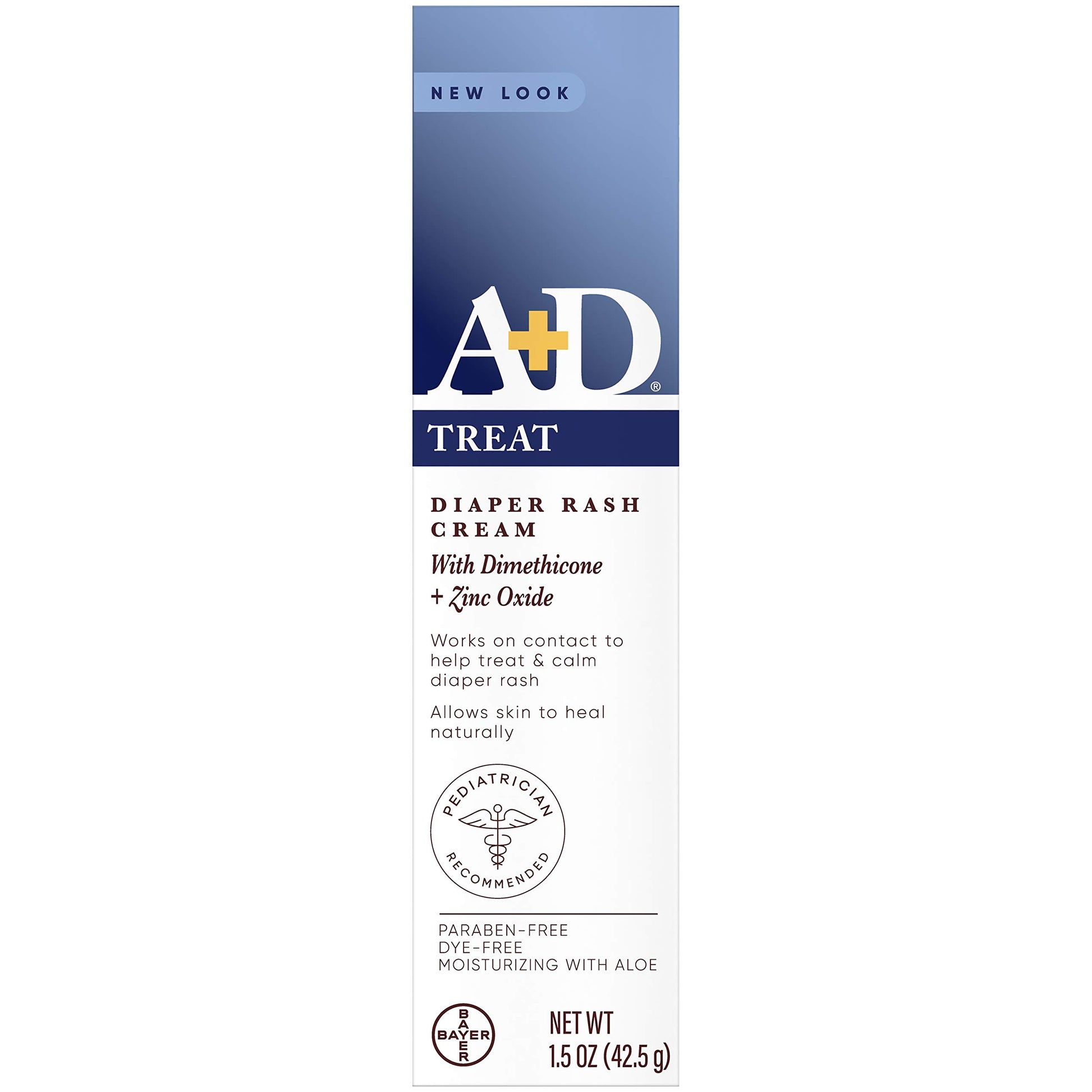 A+D Zinc Oxide Diaper Rash Treatment Cream, Dimenthicone 1%, Zinc Oxide 10%, Easy Spreading Baby Skin Care, 1.5 Ounce Tube, (Pac