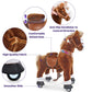 PonyCycle Official Ride-On Horse No Battery No Electricity Mechanical Pony Brown with White Hoof Giddy up Pony Plush Walking Ani
