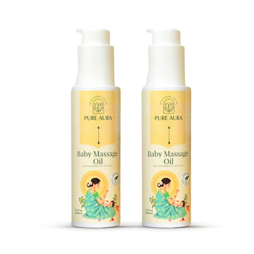 Pure Aura Baby Massage Oil (Pack Of 2, 100Ml Each) | 100% Natural & Ayurvedic | Nourishes Skin & Hair | Chemical-Free, Safe For 