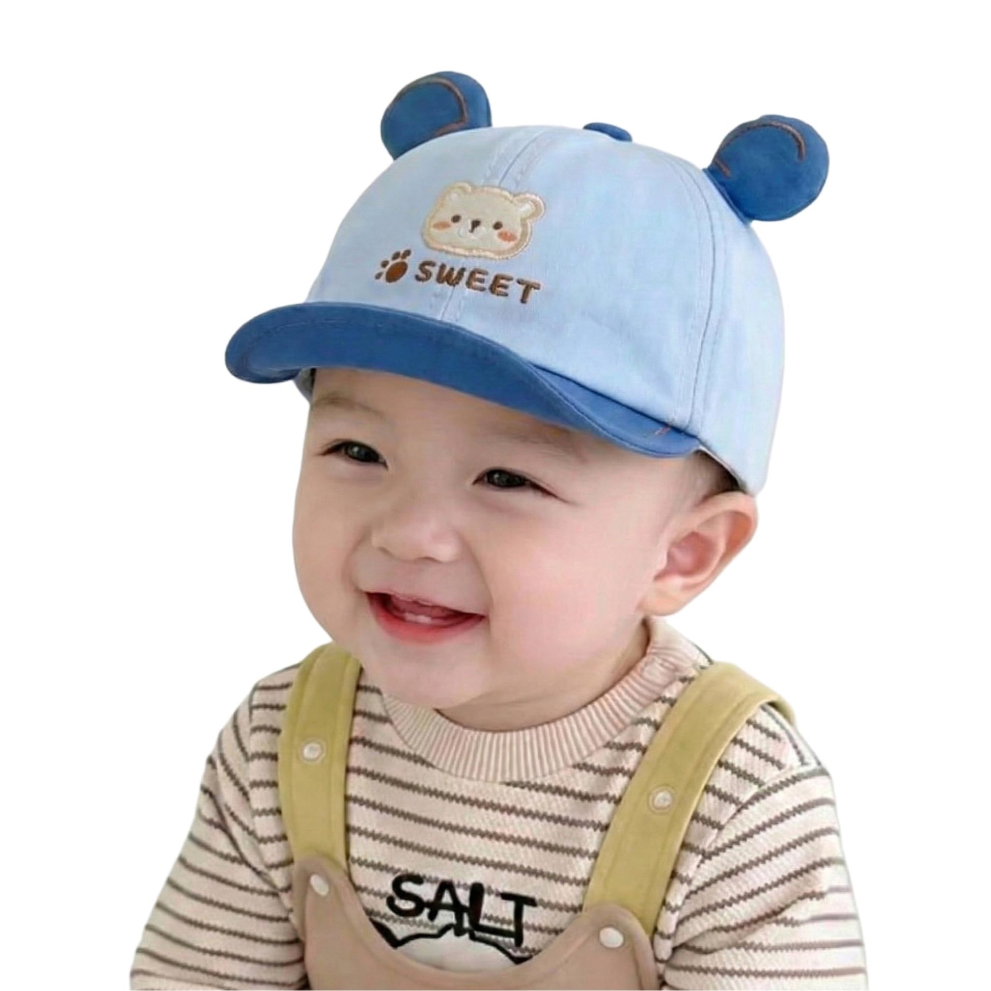 Mr Rabbit Baby Summer Cap For Boy & Girl, Kids Korean Style Comfortable, Breathable Lightweight Cotton Adjustable, Cute Bear (Ag