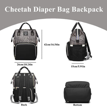 Armbq Leopard Print Diaper Bag Backpack Multi-Function Diaper Bag For Baby Care Waterproof Travel Baby Bag For Mom Coffee