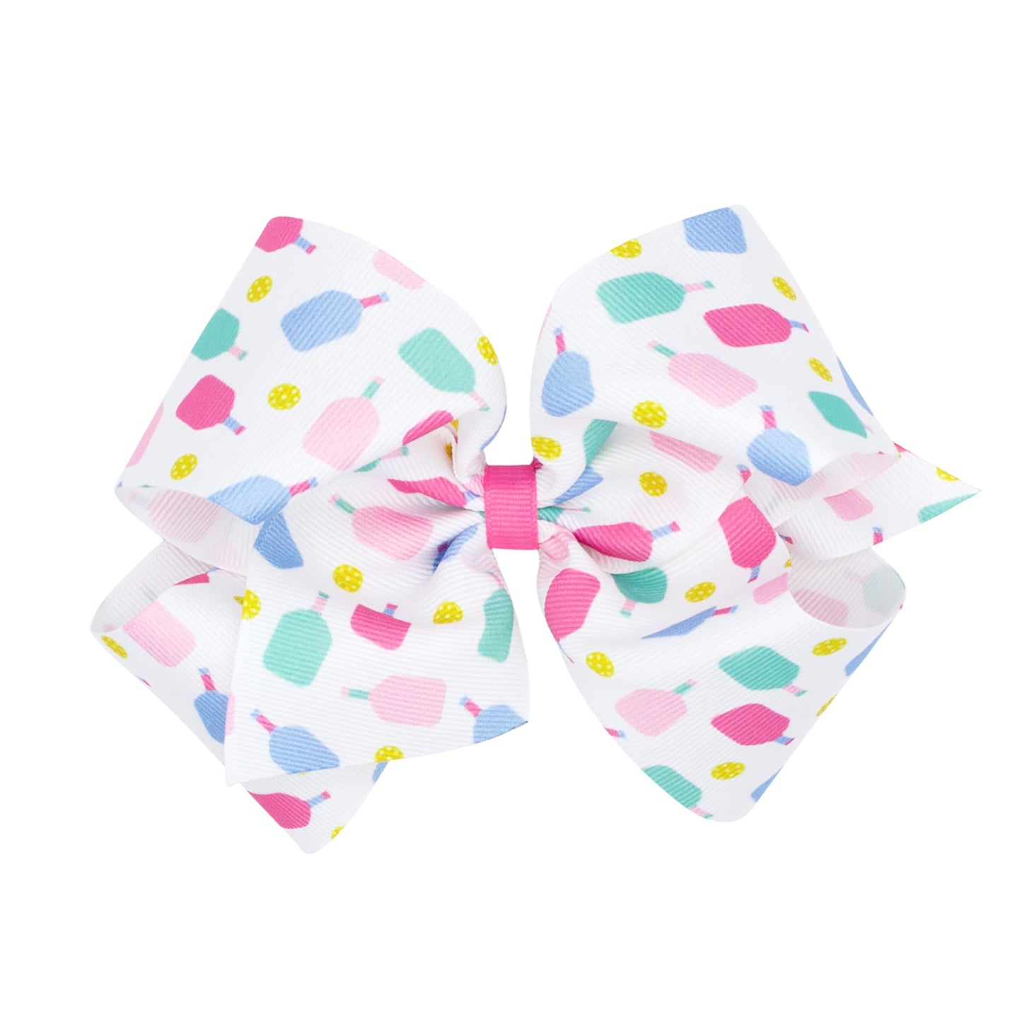 Wee Ones Girls' Country Club-Inspired Grosgrain Print Hair Bows On Weestay Hair Clip, Handmade, King, Pickleball