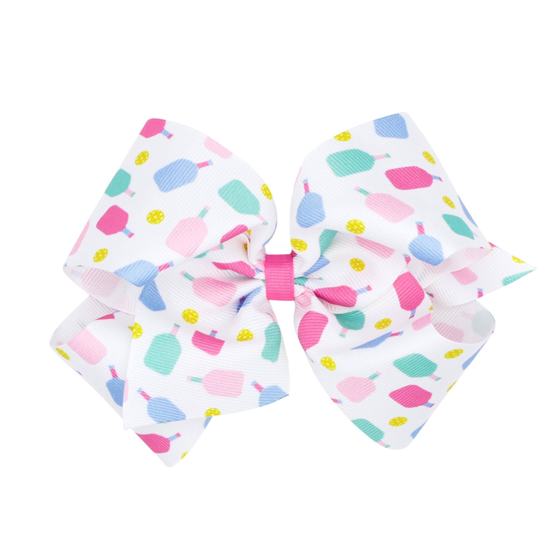 Wee Ones Girls' Country Club-Inspired Grosgrain Print Hair Bows On Weestay Hair Clip, Handmade, King, Pickleball