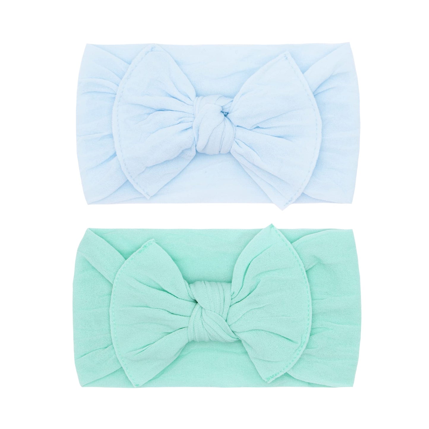 Baby Bling Bows - Newborn To Little Baby Girl Bows, 2 Pack Nylon Super Soft Stretchy Knot Toddler Headbands, Perfect Hair Access