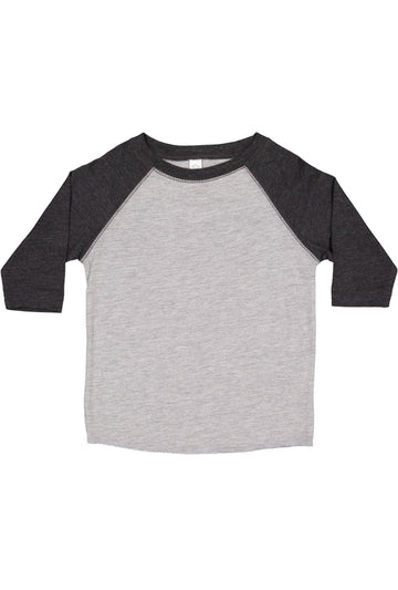 Rabbit Skins Toddler Fine Jersey Raglan 3/4 Sleeve Baseball Tee, Vintage Heather/Vintage Smoke, 2T