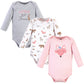 Hudson Baby Unisex Bodysuits Cotton Long-Sleeve Girl Fox, 6-9 Months, Girl Fox 3-Pack, 6-9 Months Us