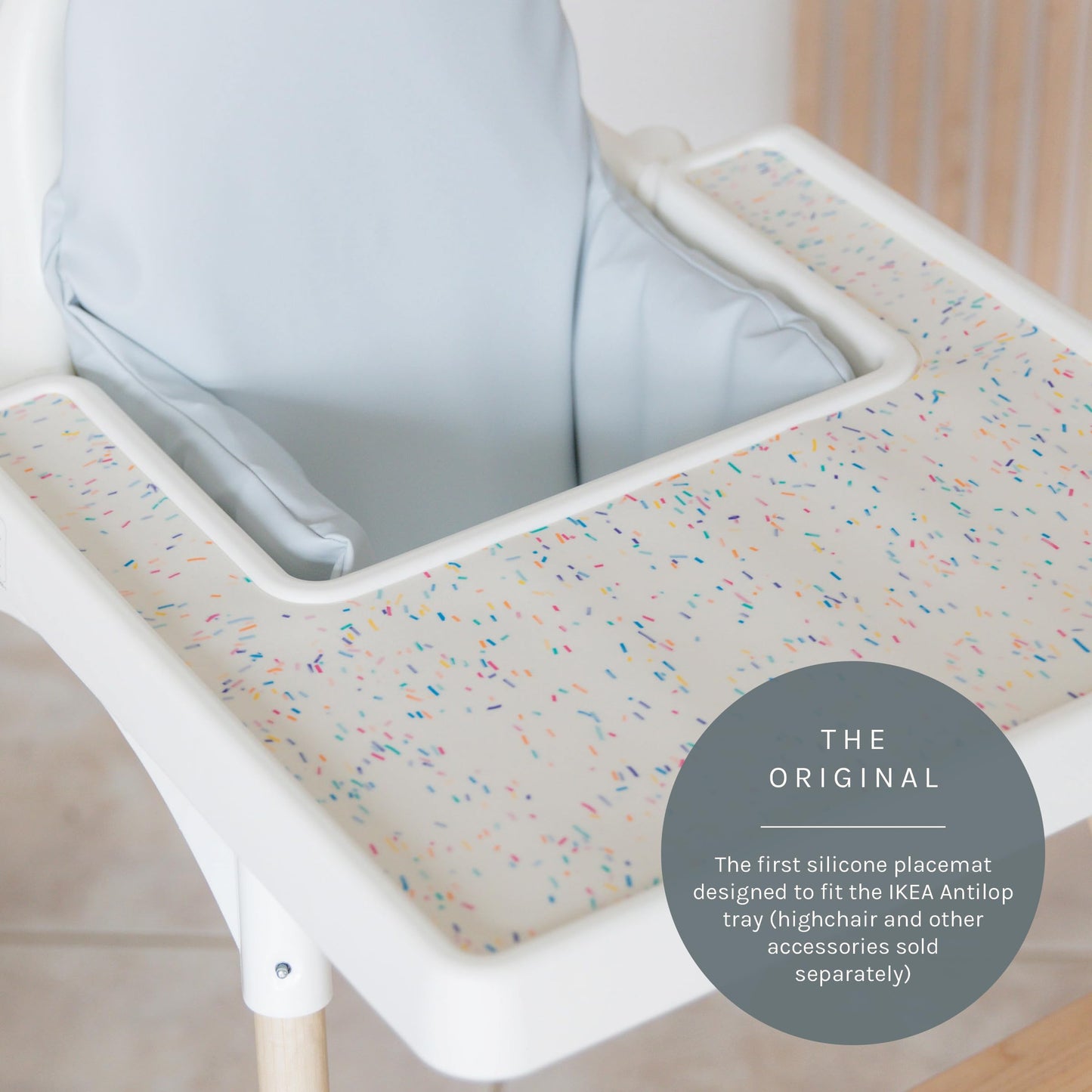 Yeah Baby Goods Placemats Compatible W/Antilop High Chair (Rainbow Sprinkles) - Slip-Resistant & Food-Grade Silicone High Chair